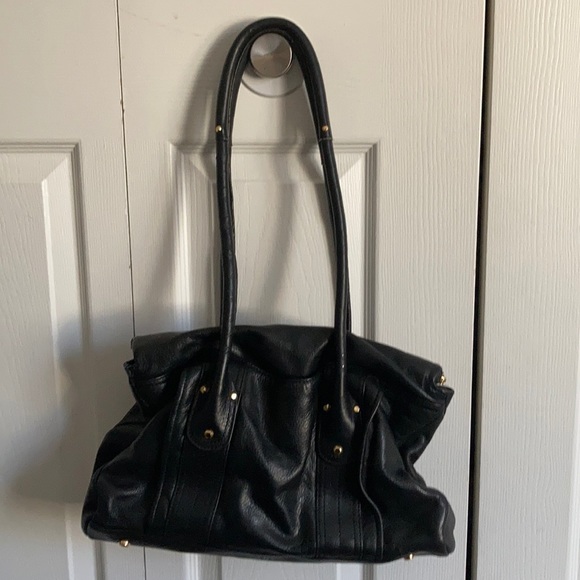 B. Makowsky Larger Black Leather Shoulder Bag - Picture 2 of 8